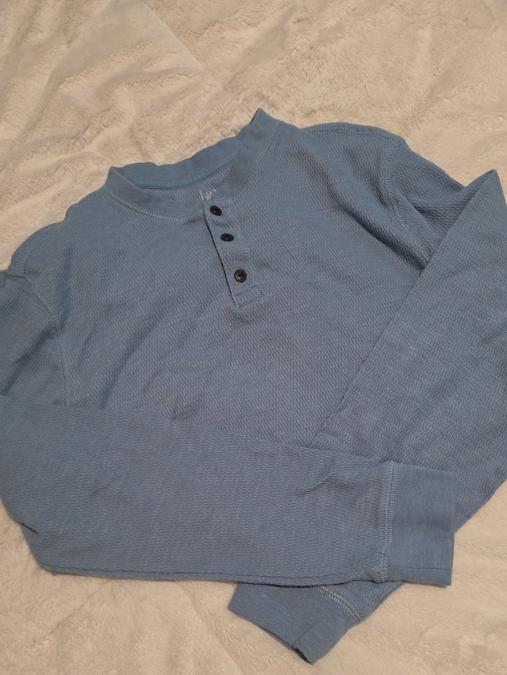 George Light Blue Thermal Henley Long Sleeves